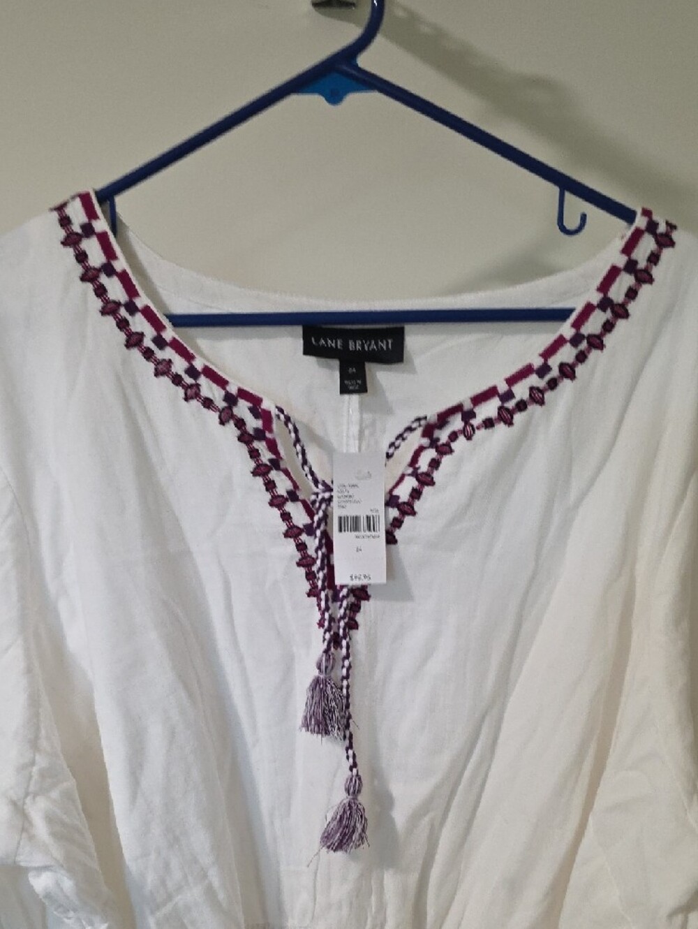 Lane Bryant White Midi Dress with Purple Embroidery - Picture 4 of 7